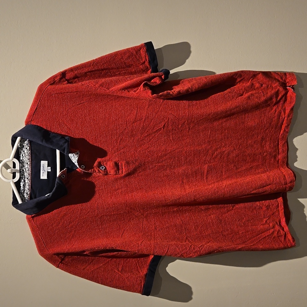 Tom James Mens Red Pattern Polo Shirt XL